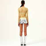 DESTA - Sheer long sleeve top with crystals