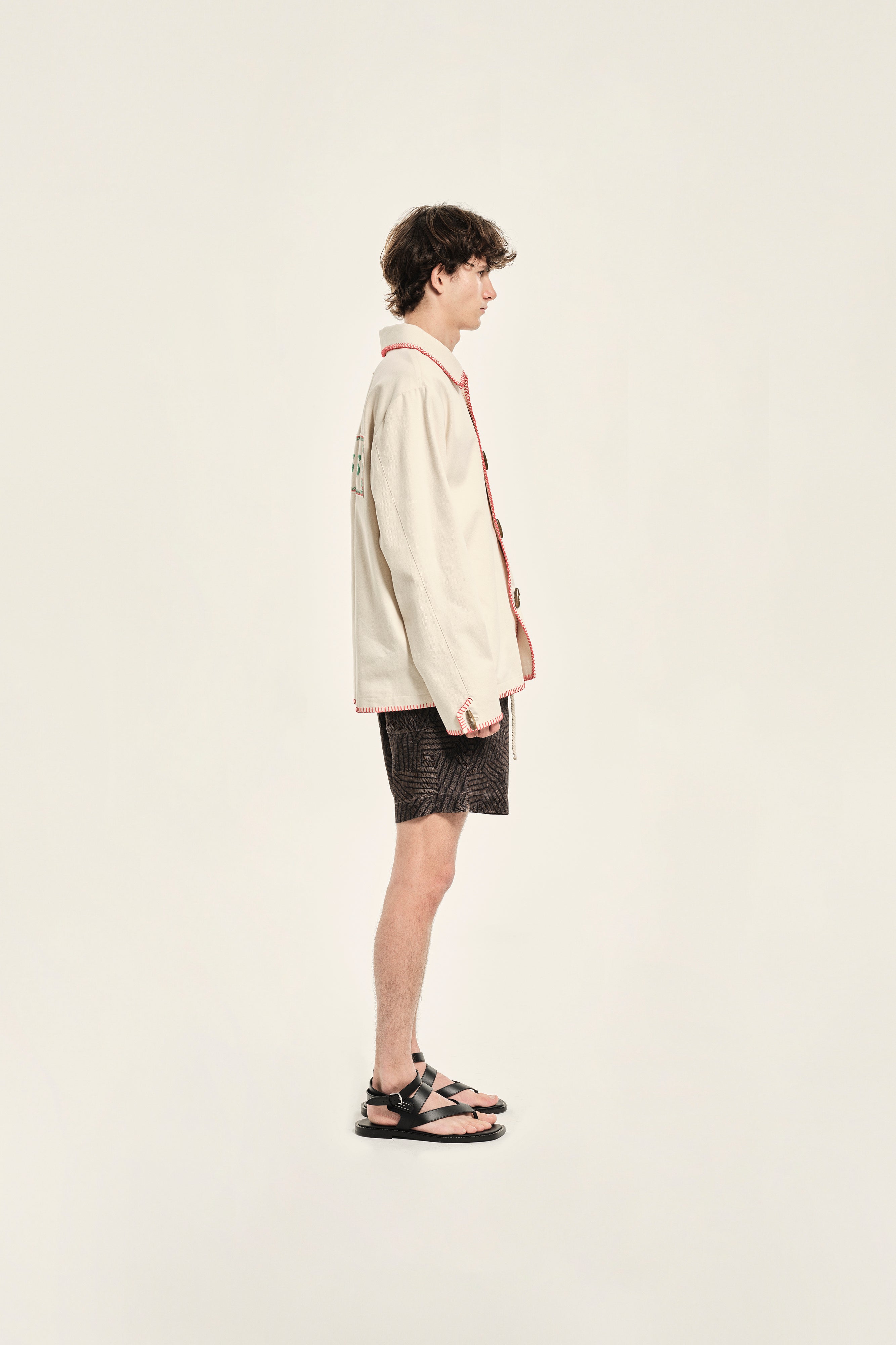 LEO - Straight-fit jacket with patch detail and chain stitches