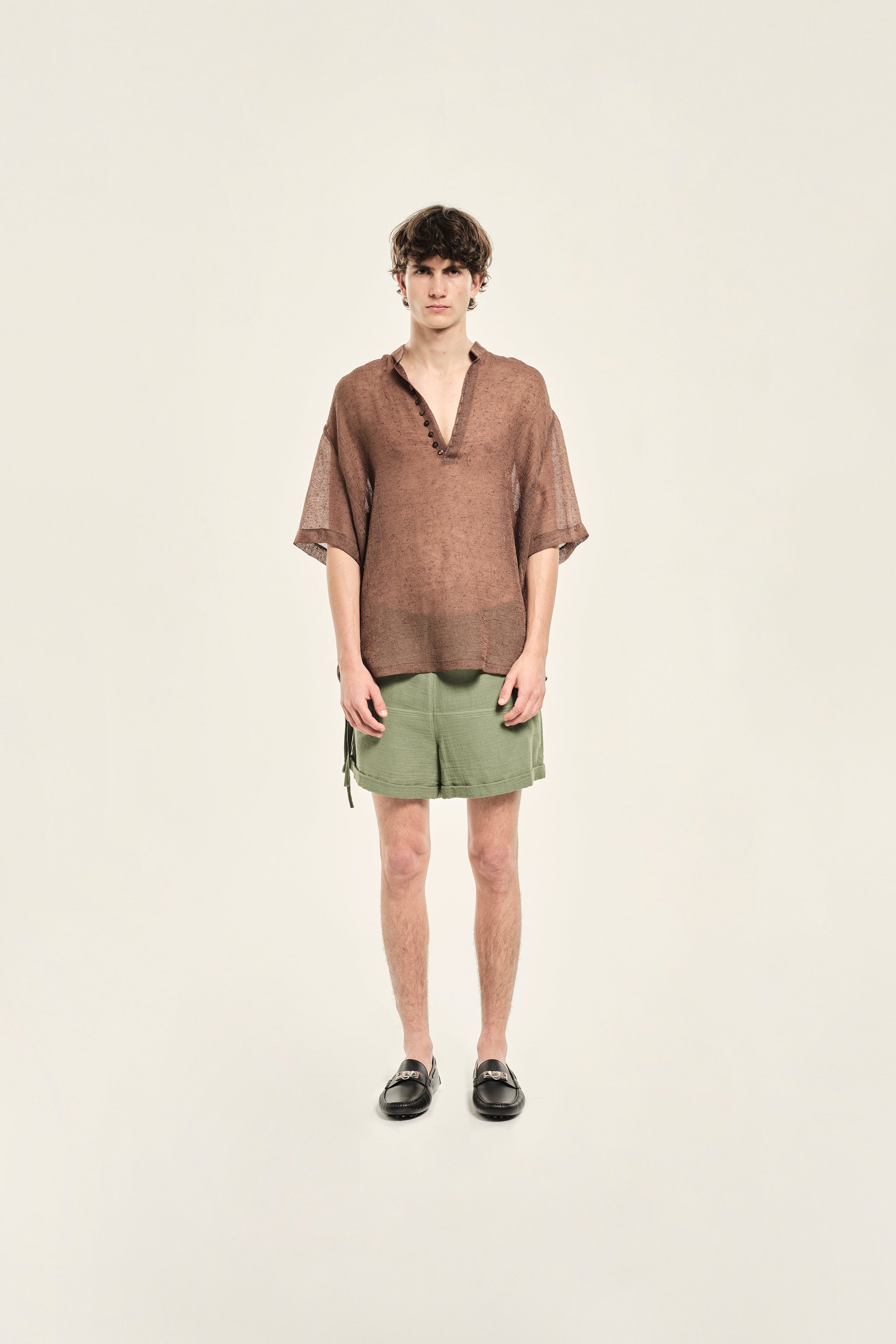 CASE - Mid-length cuffed shorts with tie closure