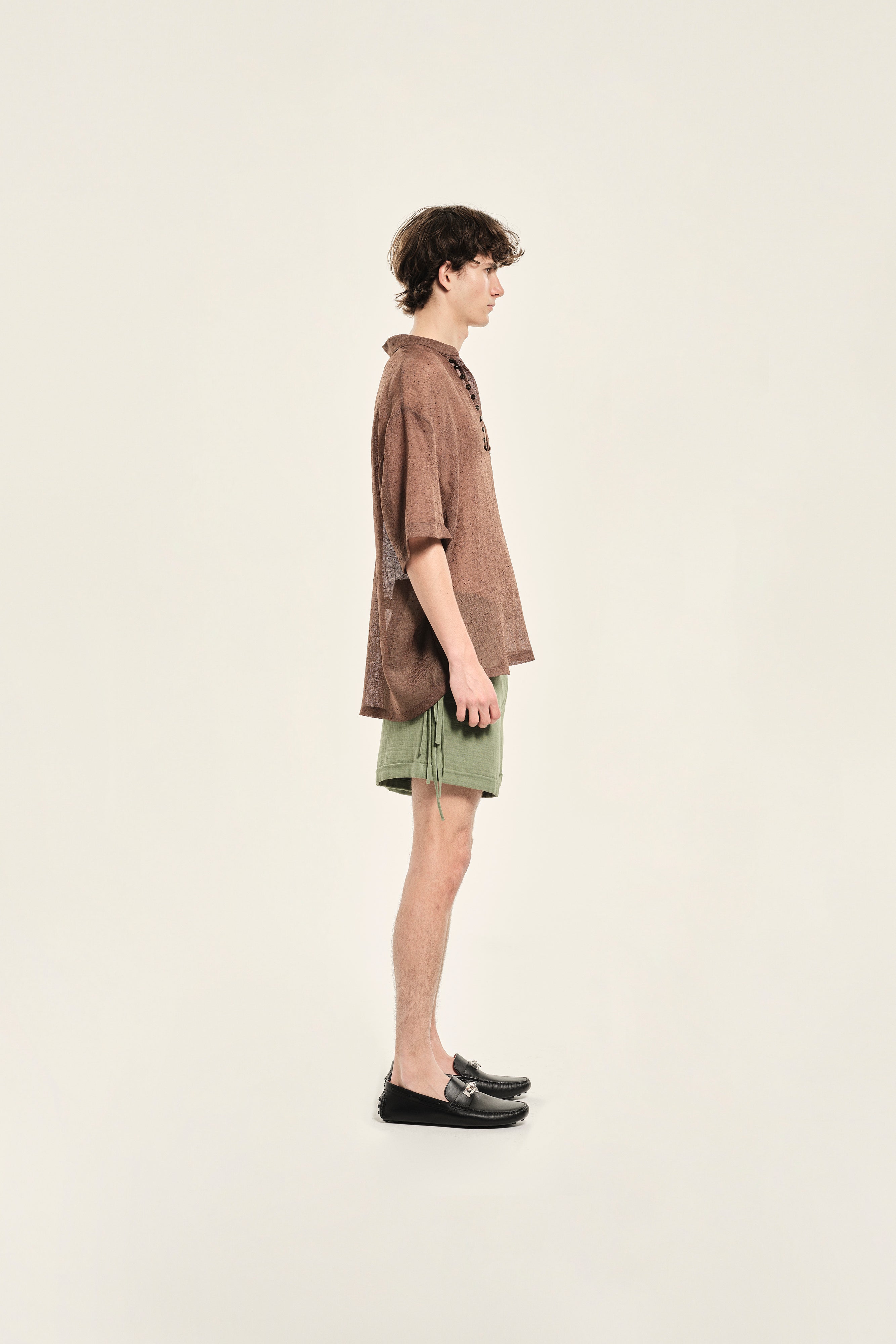 CASE - Mid-length cuffed shorts with tie closure