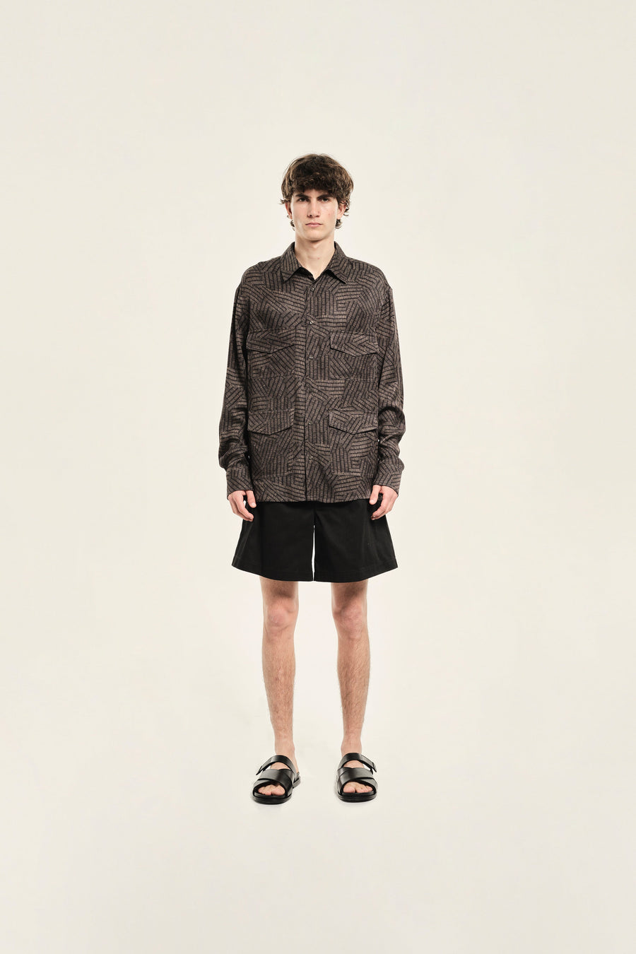 THOMAS - Long sleeve printed shirt with patch pockets