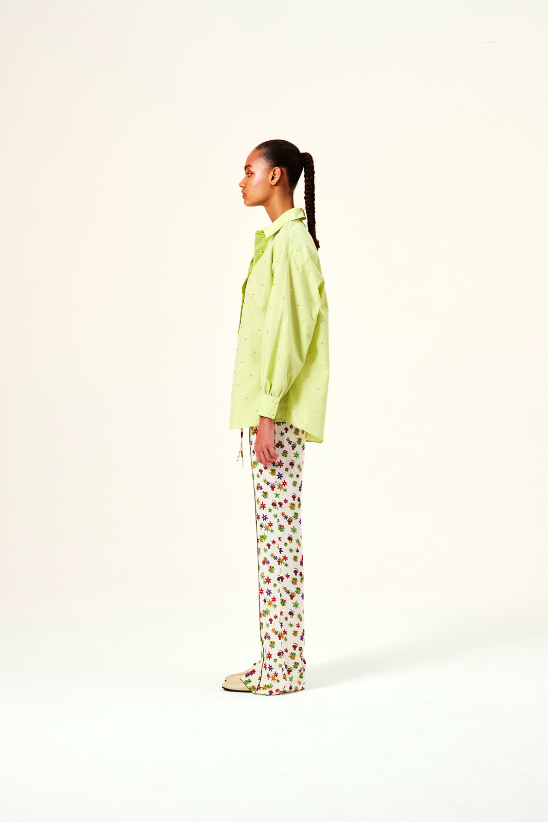 SENIA - Green studded shirt
