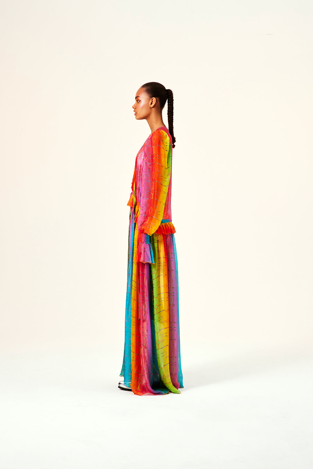 ALORA - Color graded maxi dress with frills