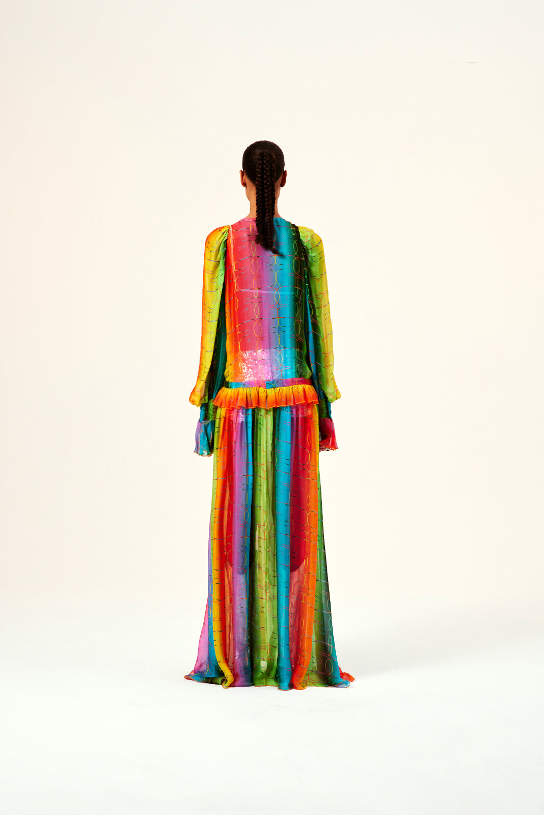 ALORA - Color graded maxi dress with frills
