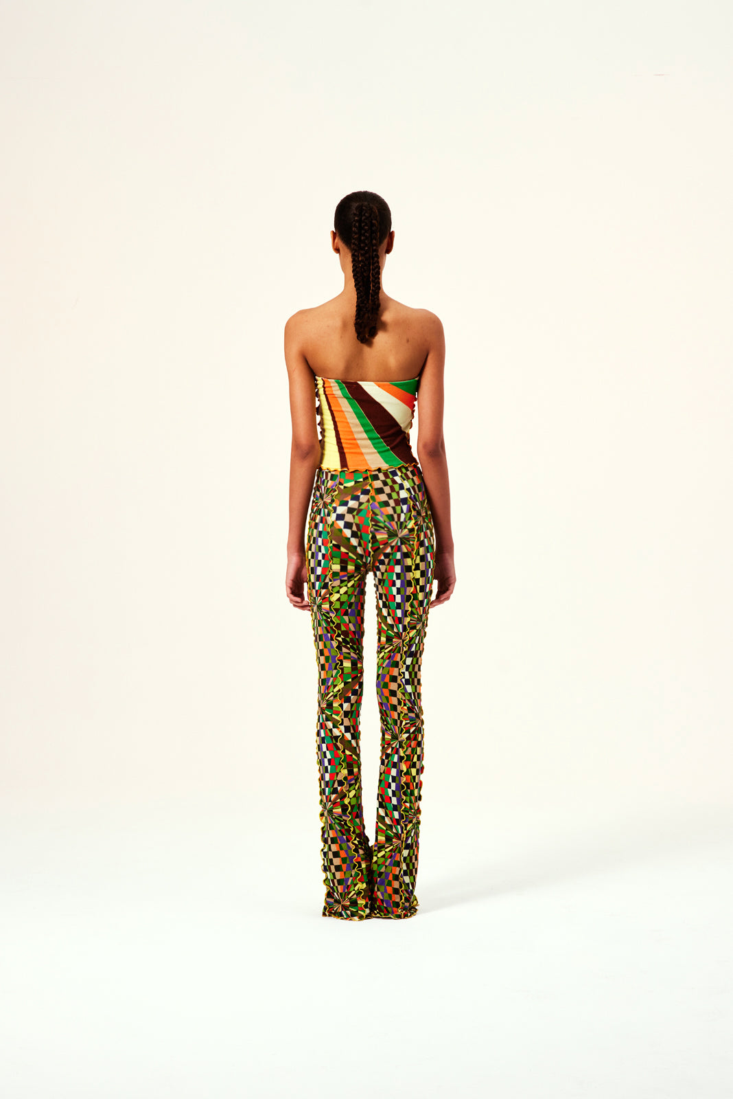 TESSA - Sun-ray printed strapless knit top with knot