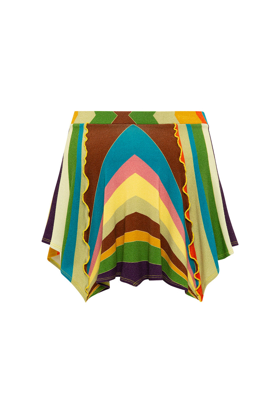 ALANI - Sun-ray knit mini skirt with contrast stitches