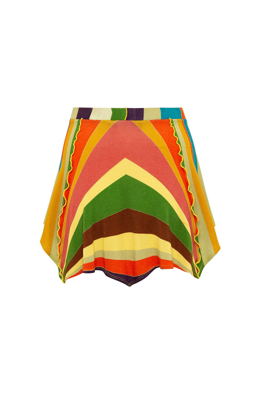 ALANI - Sun-ray knit mini skirt with contrast stitches