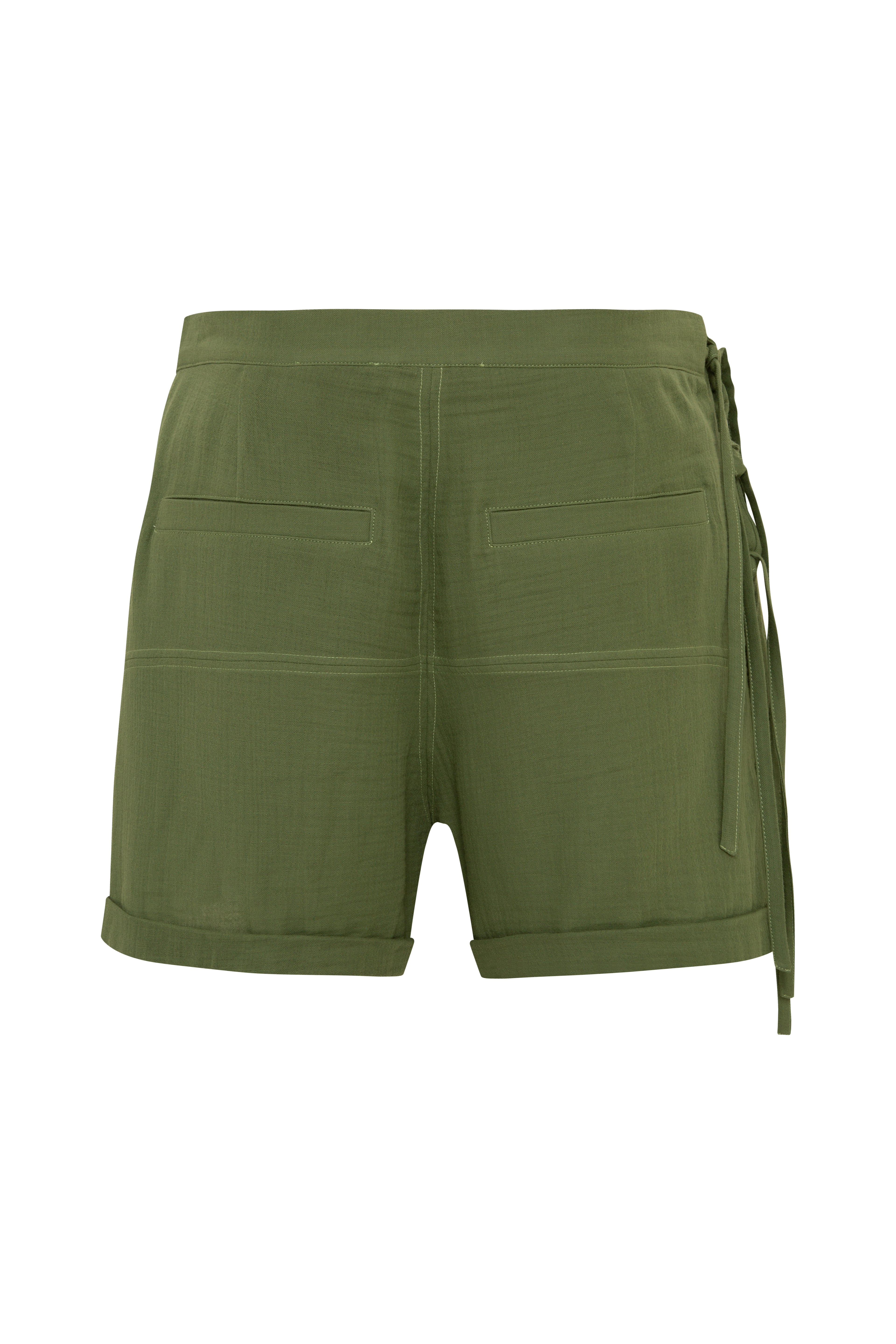 CASE - Mid-length cuffed shorts with tie closure