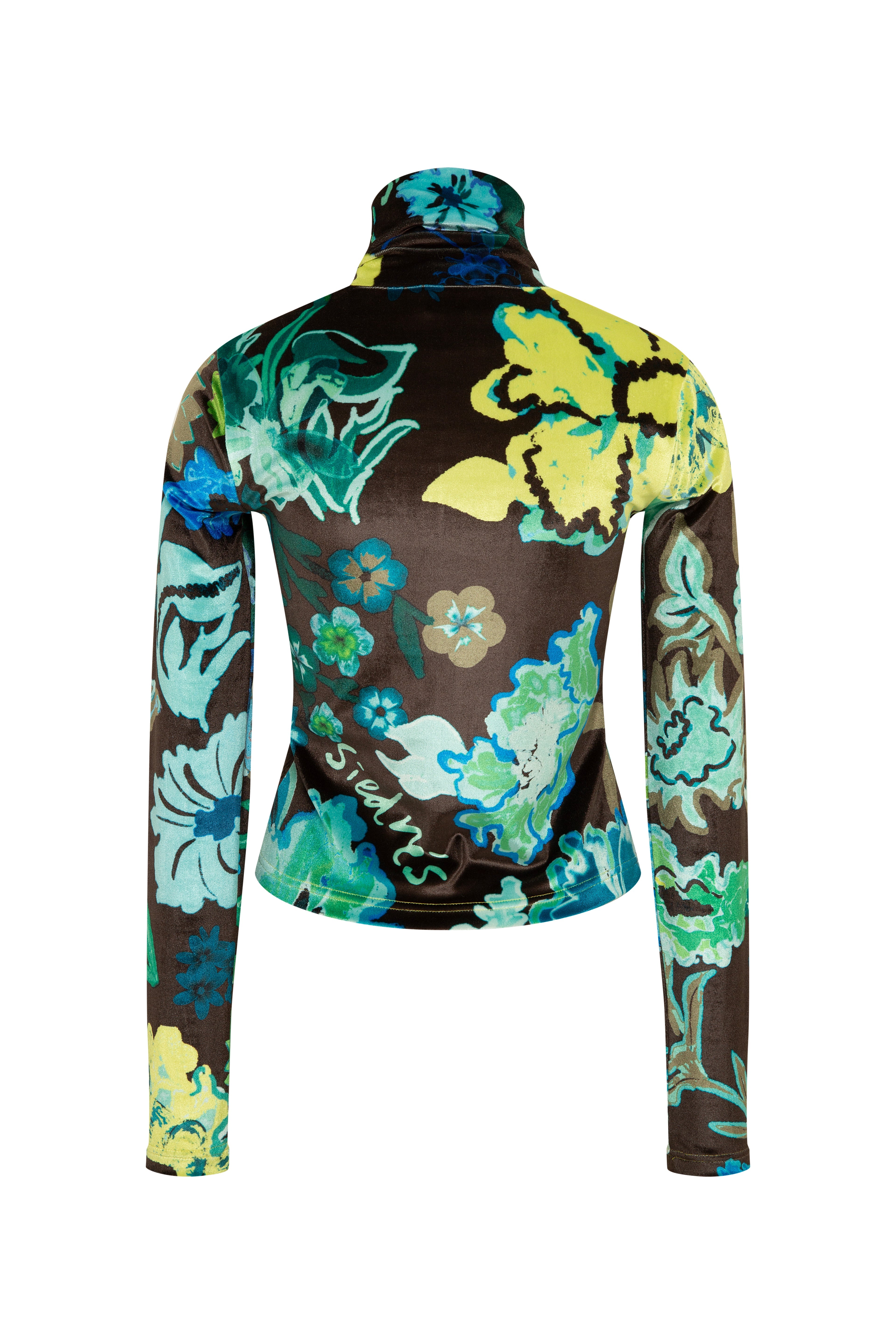 CODY - Floral printed velvet turtleneck top