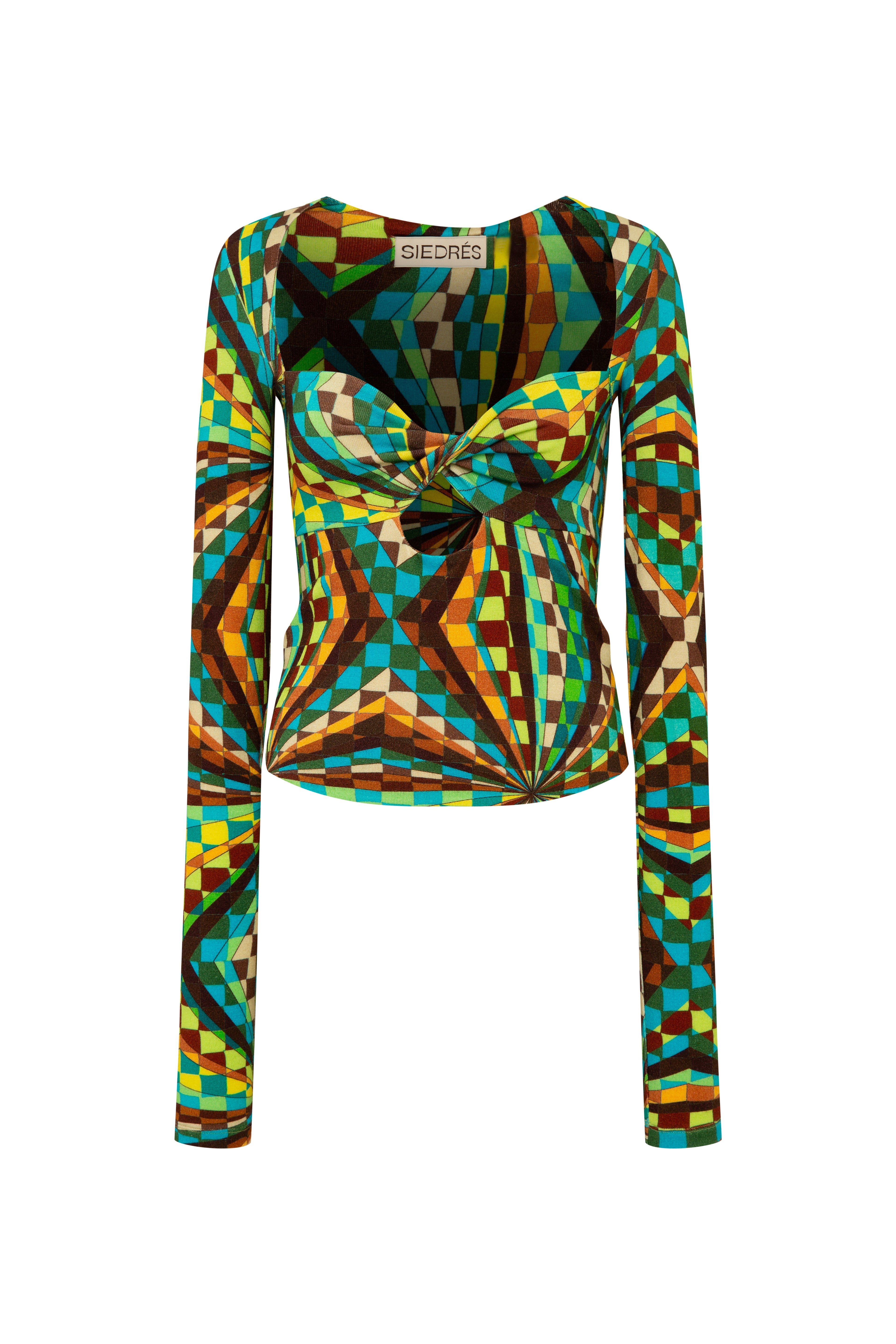 DIVY - Kaleidoscope printed knot front top
