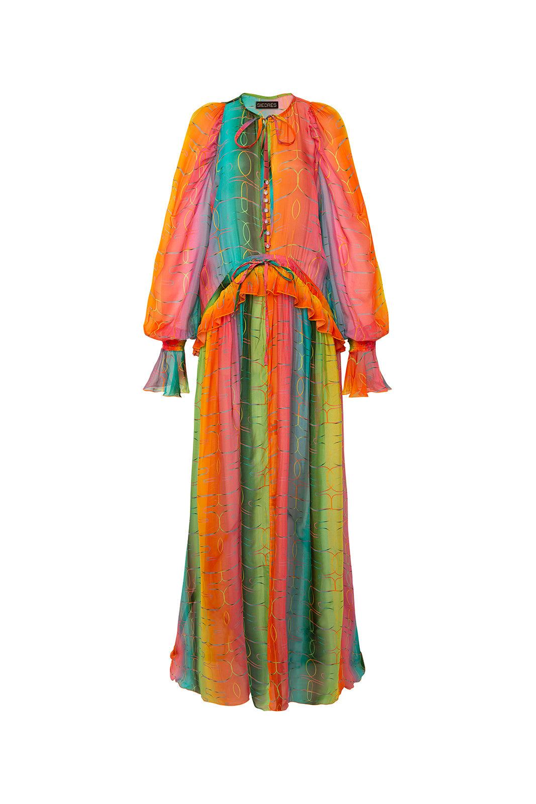 ALORA - Color graded maxi dress with frills