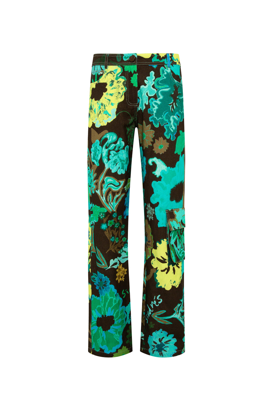 ESTIE - Floral printed linen-blend cargo pants