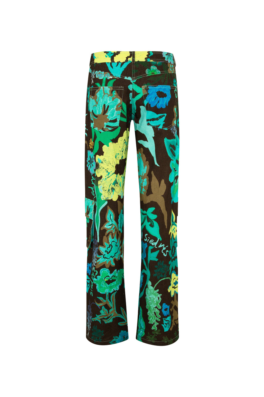 ESTIE - Floral printed linen-blend cargo pants