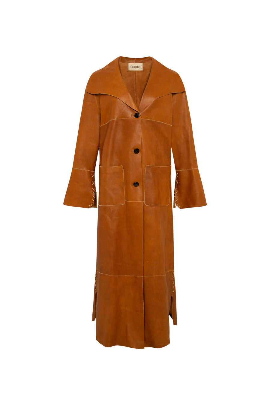 JENNI - Leather-trimmed maxi coat
