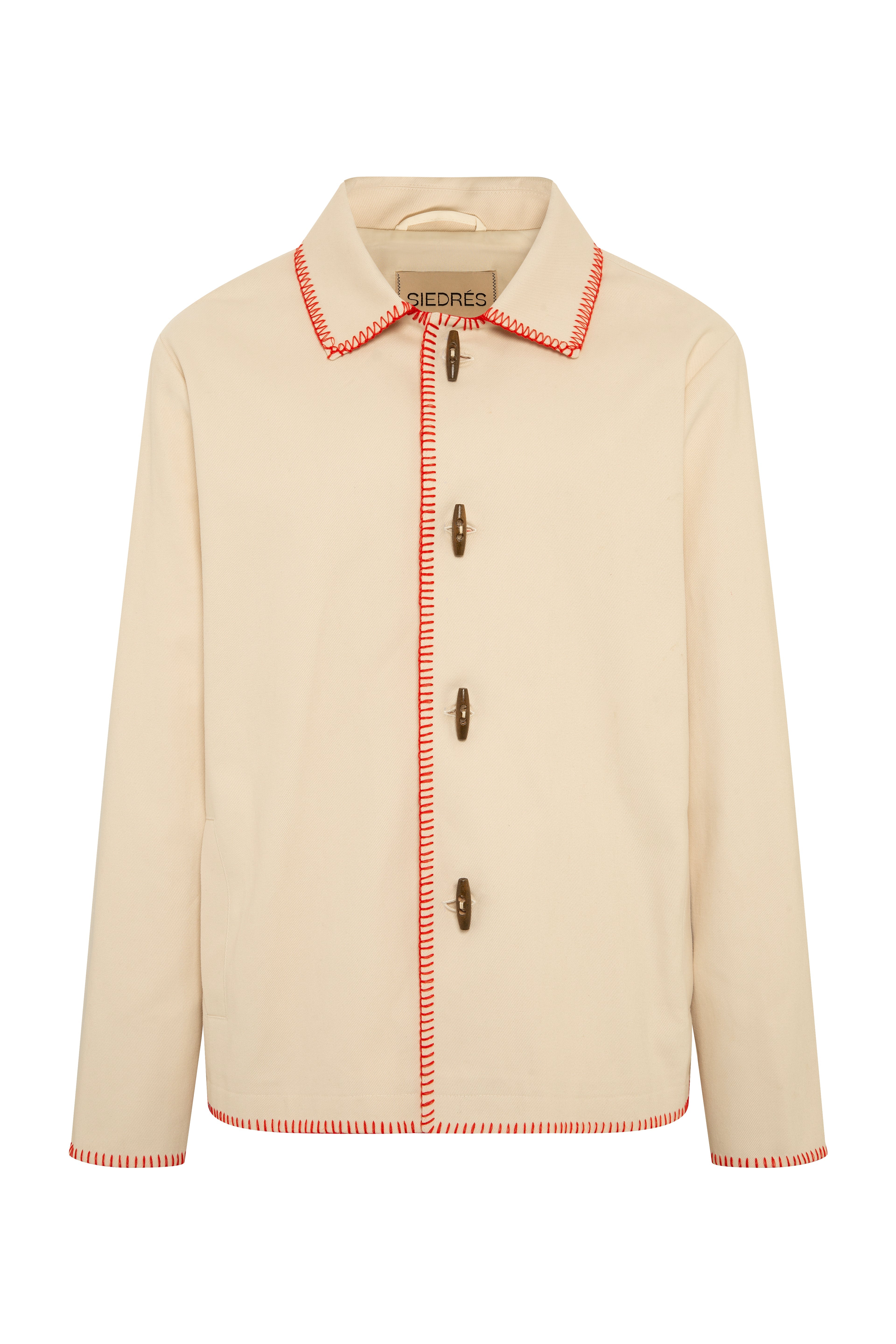 LEO - Straight-fit jacket with patch detail and chain stitches