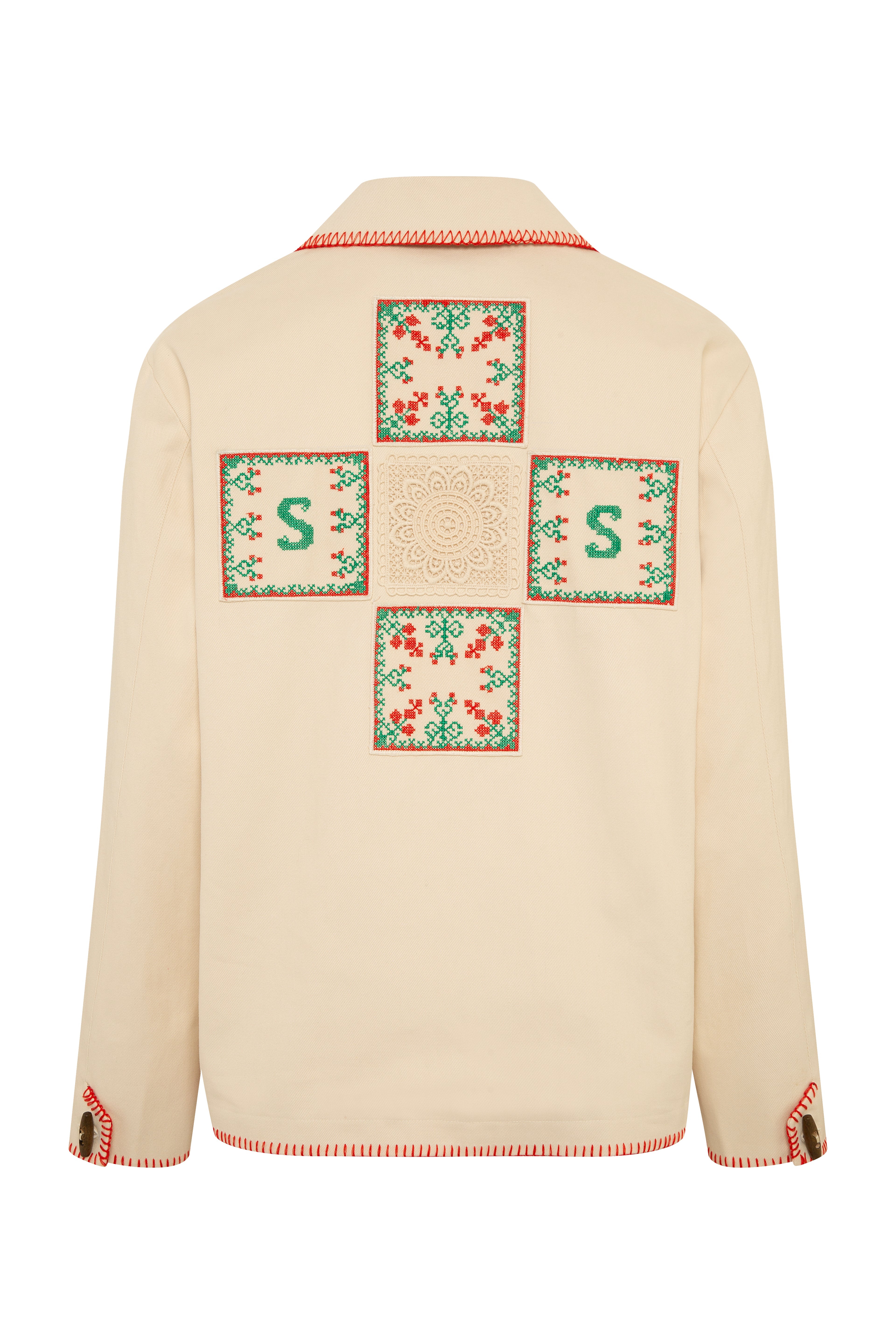 LEO - Straight-fit jacket with patch detail and chain stitches