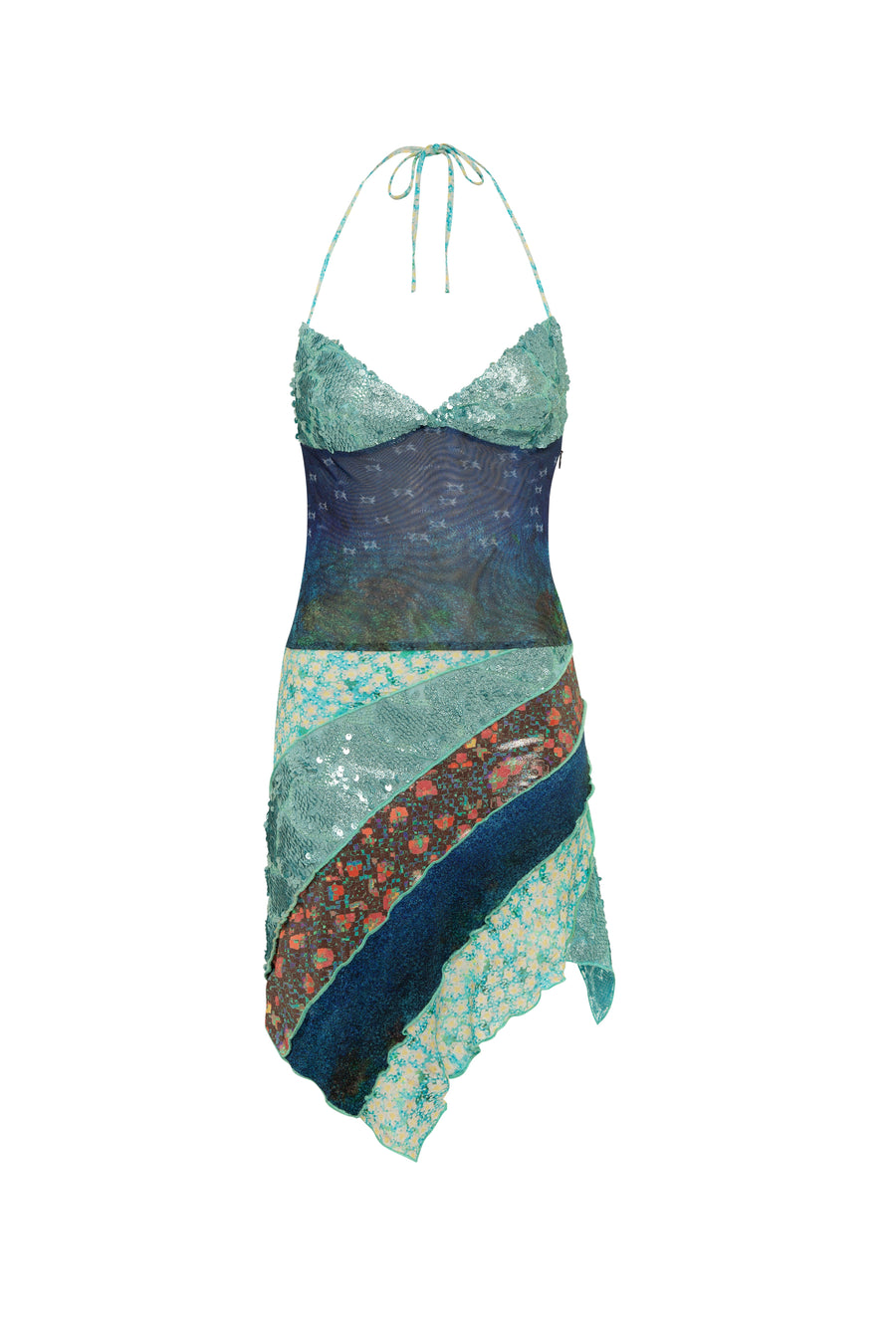 NERA - Asymmetric patchwork mini dress
