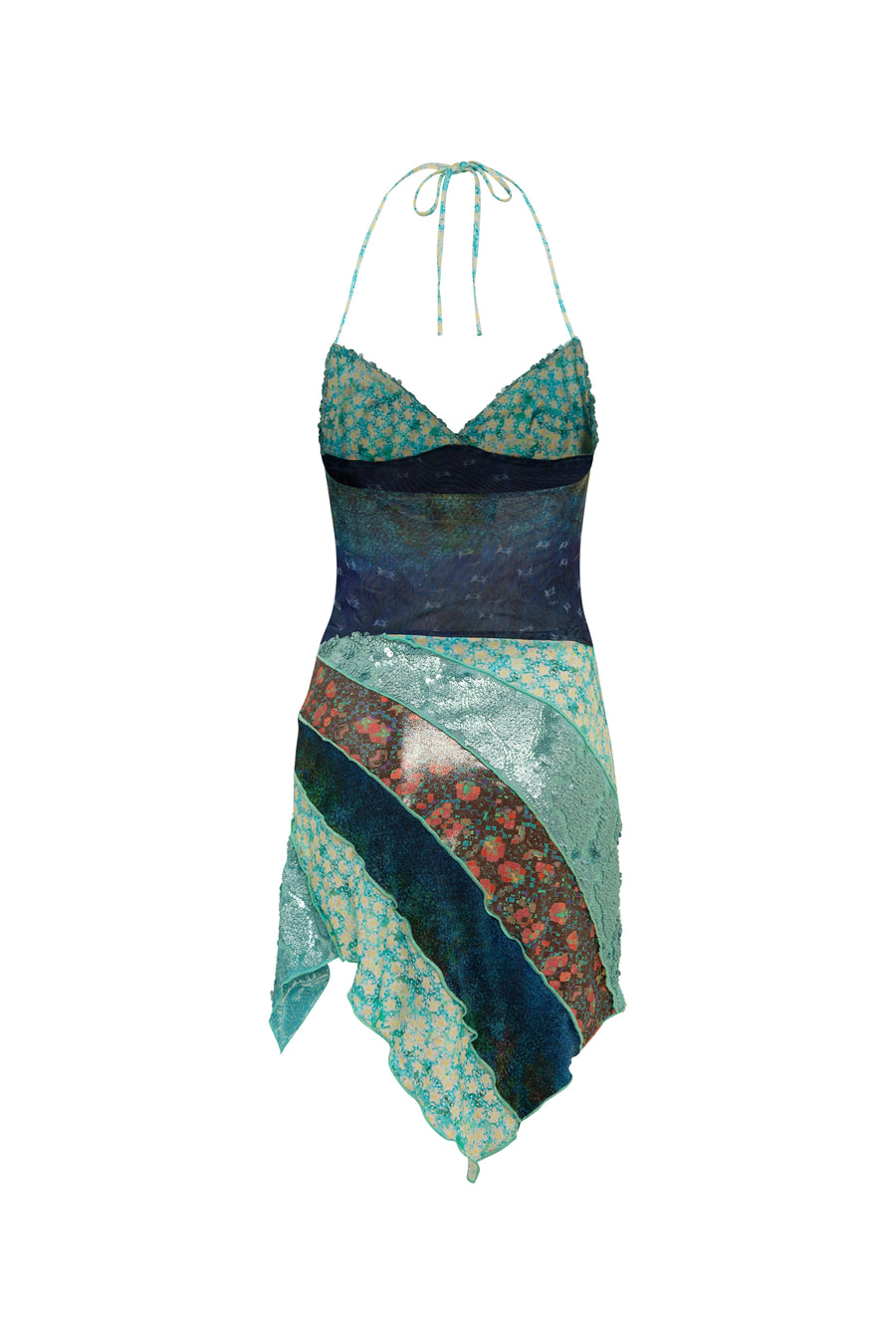 NERA - Asymmetric patchwork mini dress