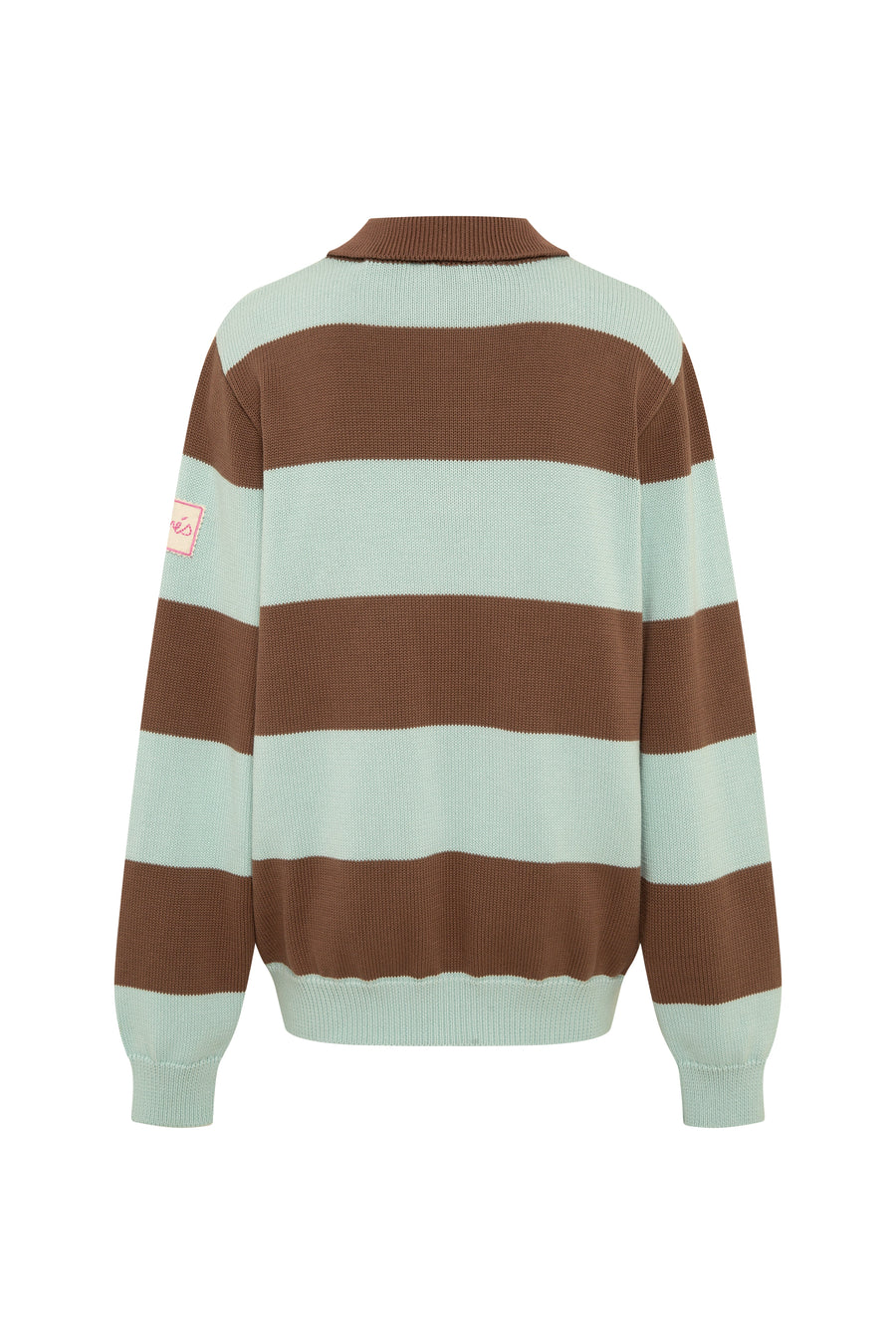 OLE - Flower crochet detailed striped polo sweater