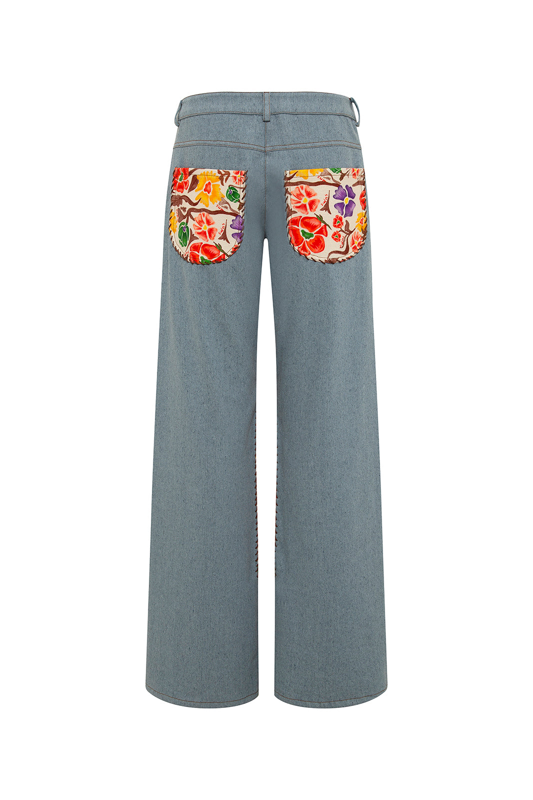 PATCH - Floral layered denim pants