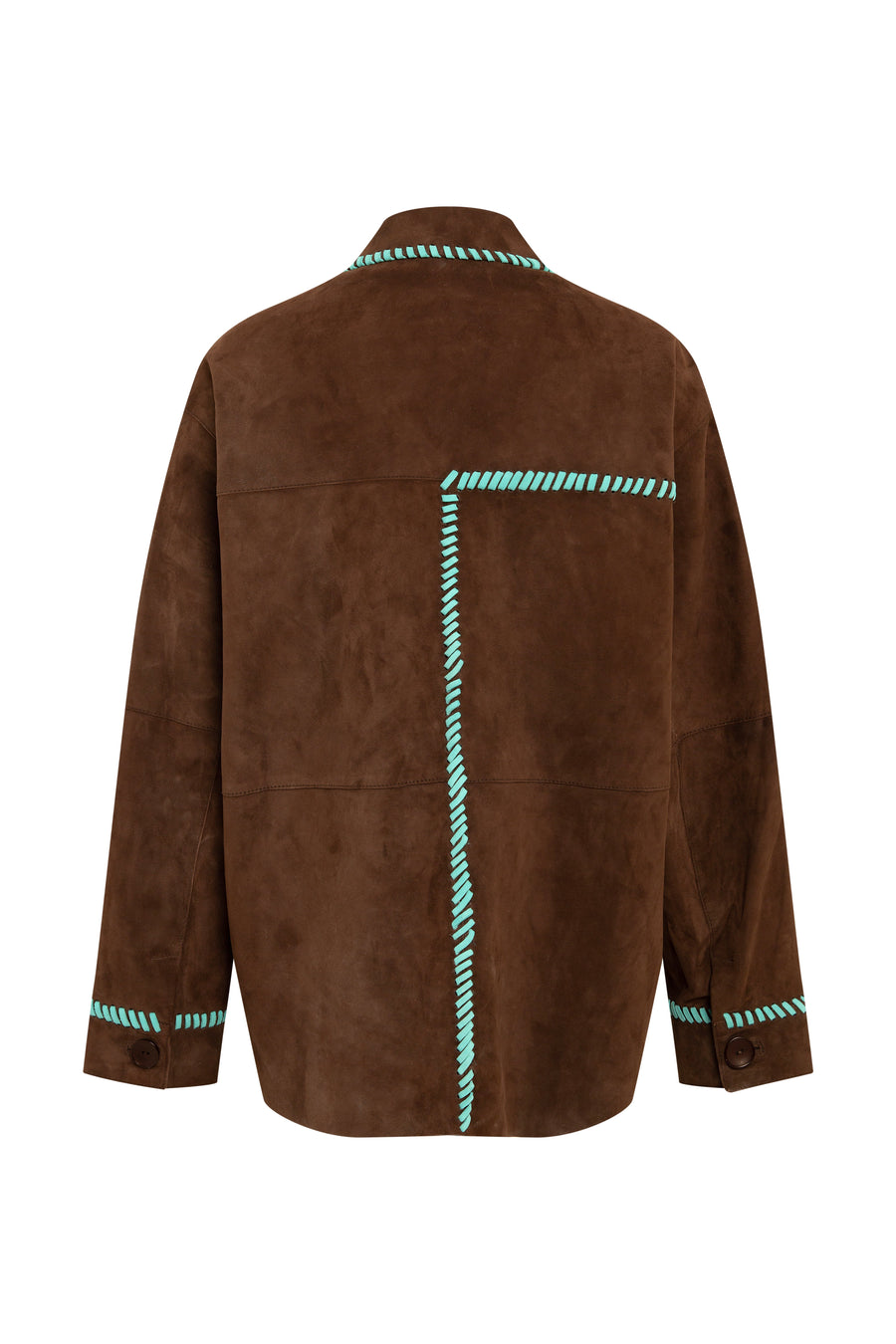 ROLIN - Contrast-stitch detailed suede jacket