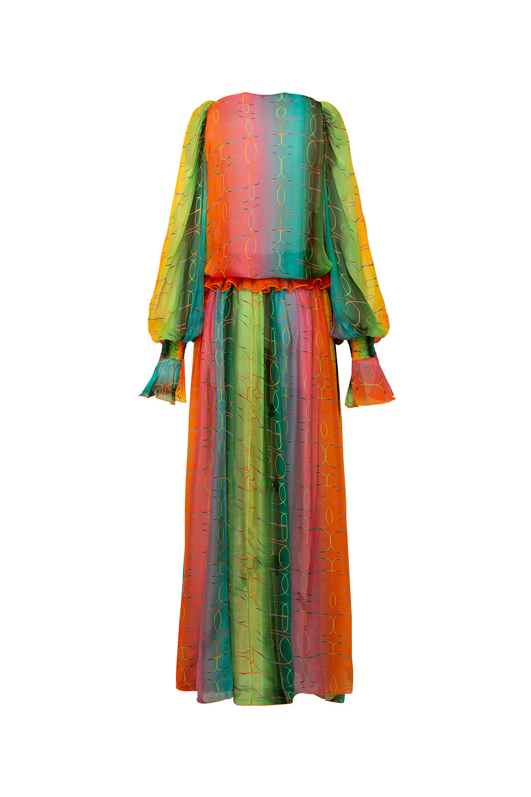 ALORA - Color graded maxi dress with frills