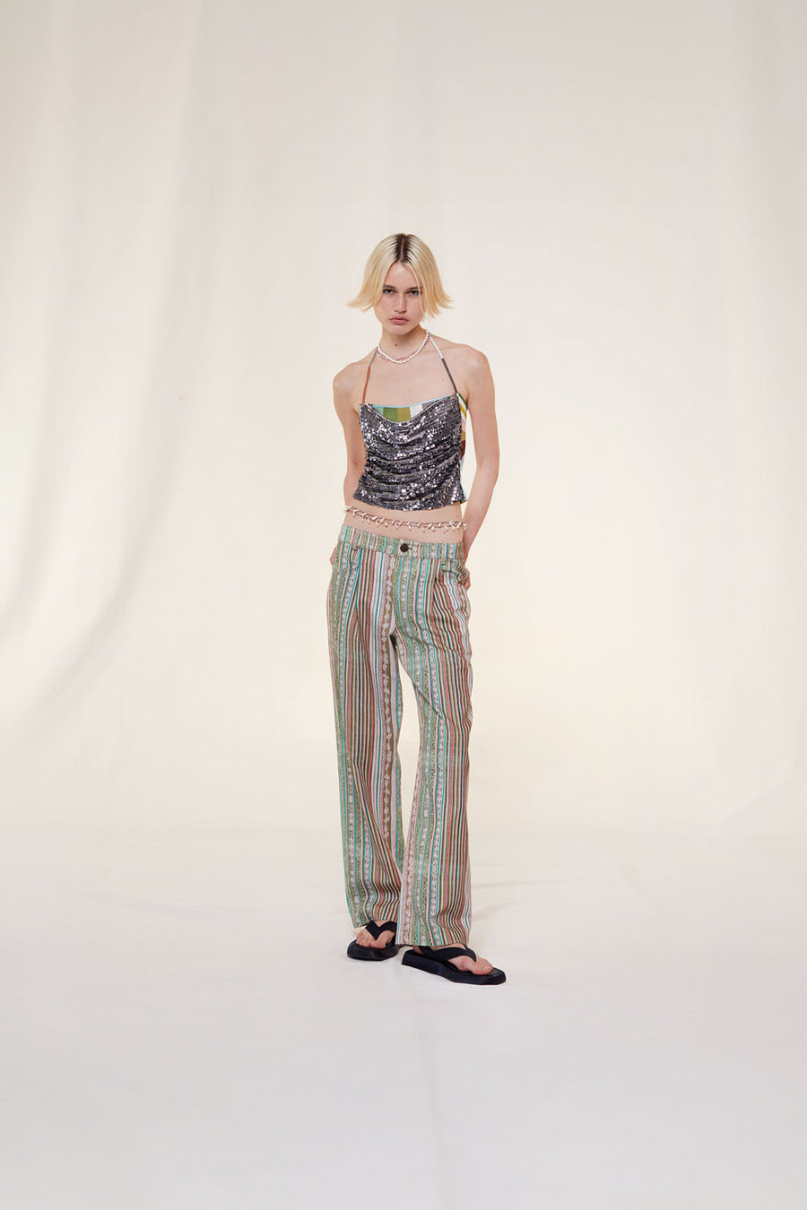 NIDE - Sequin detailed draped top