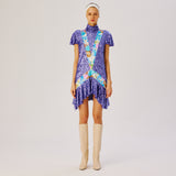 SABRINA - Turtle neck sequin mini-dress