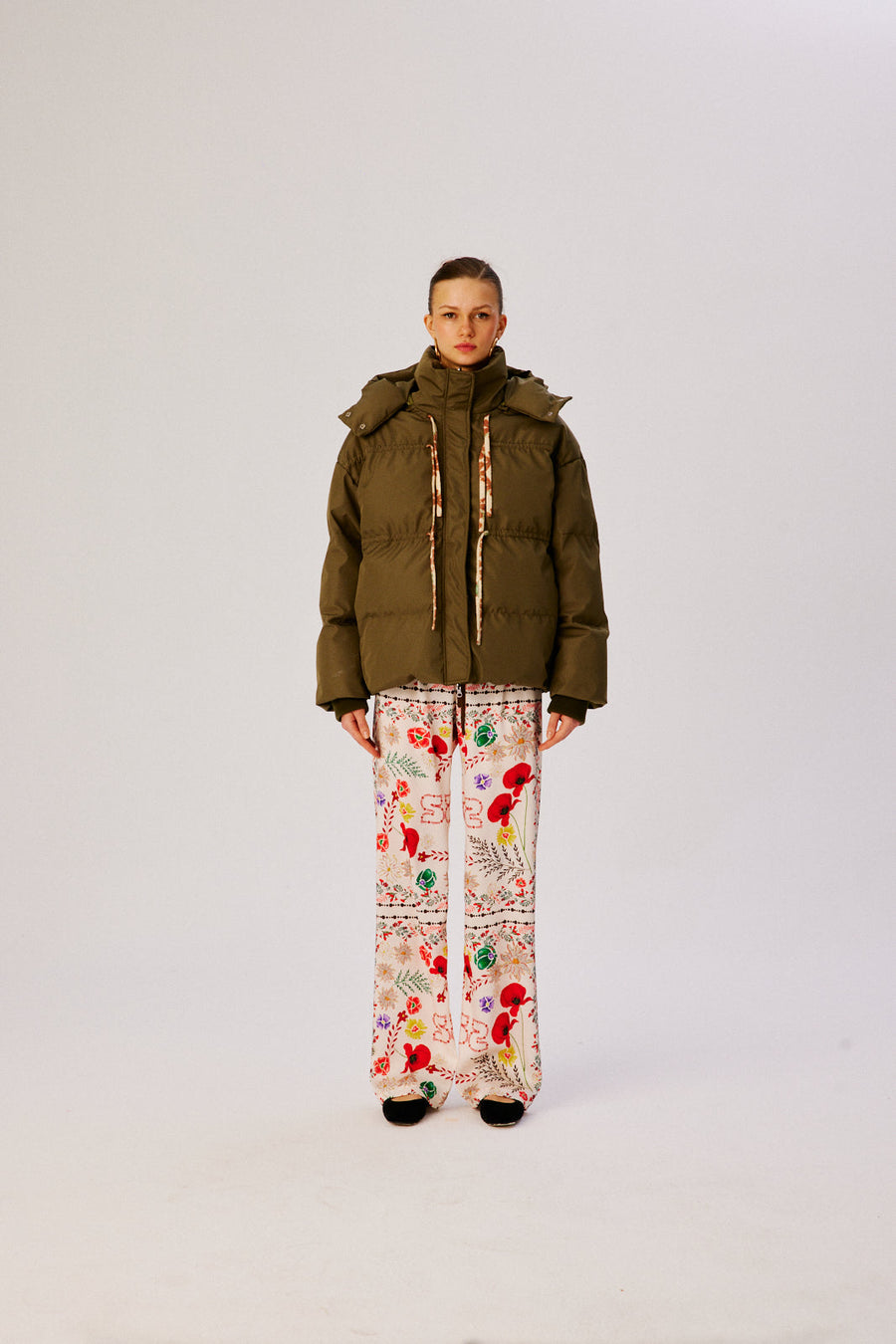 SITA - Tie detailed hooded puffer jacket