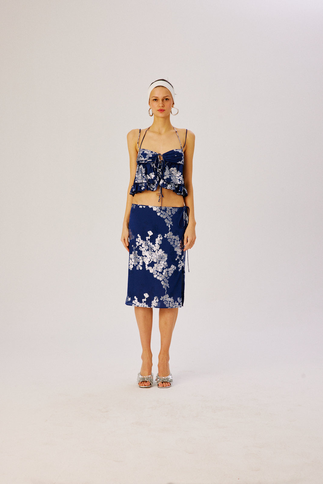 HARLIN - Front-tie detail jacquard top