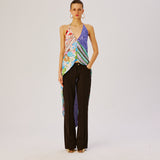 SIGNE - Multi printed asymetrical halter neck blouse