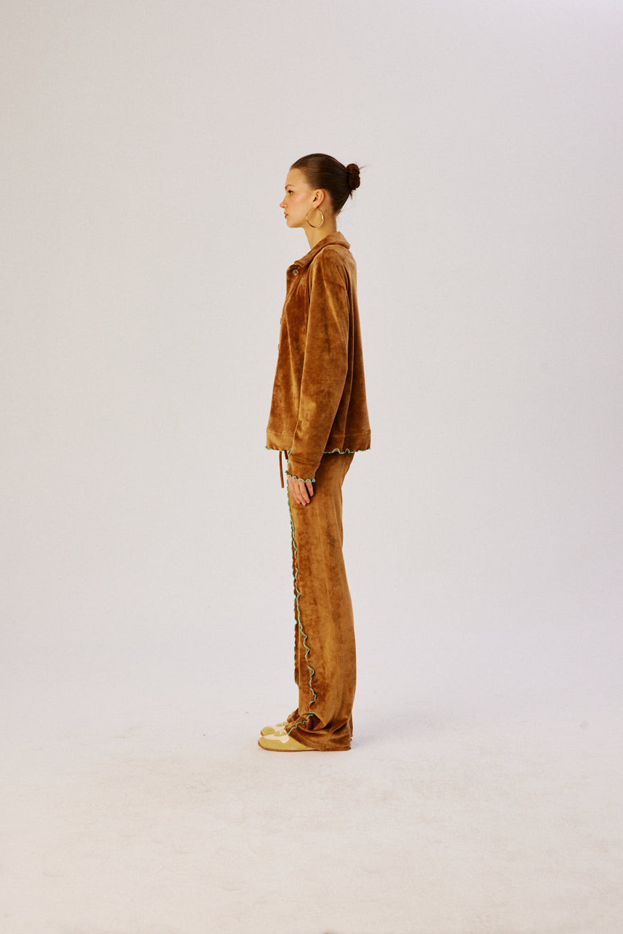 VICCI - Contrast stitch detailed velvet jacket