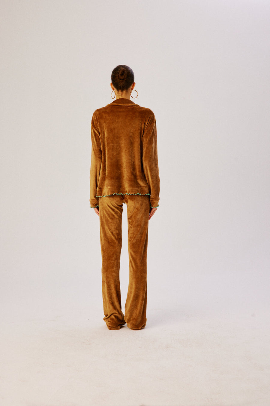 VICCI - Contrast stitch detailed velvet jacket