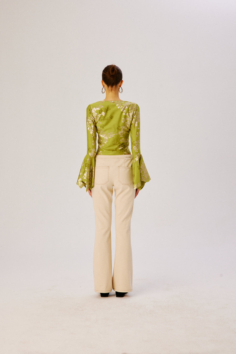 PETRA - Cut-out detailed jacquard blouse