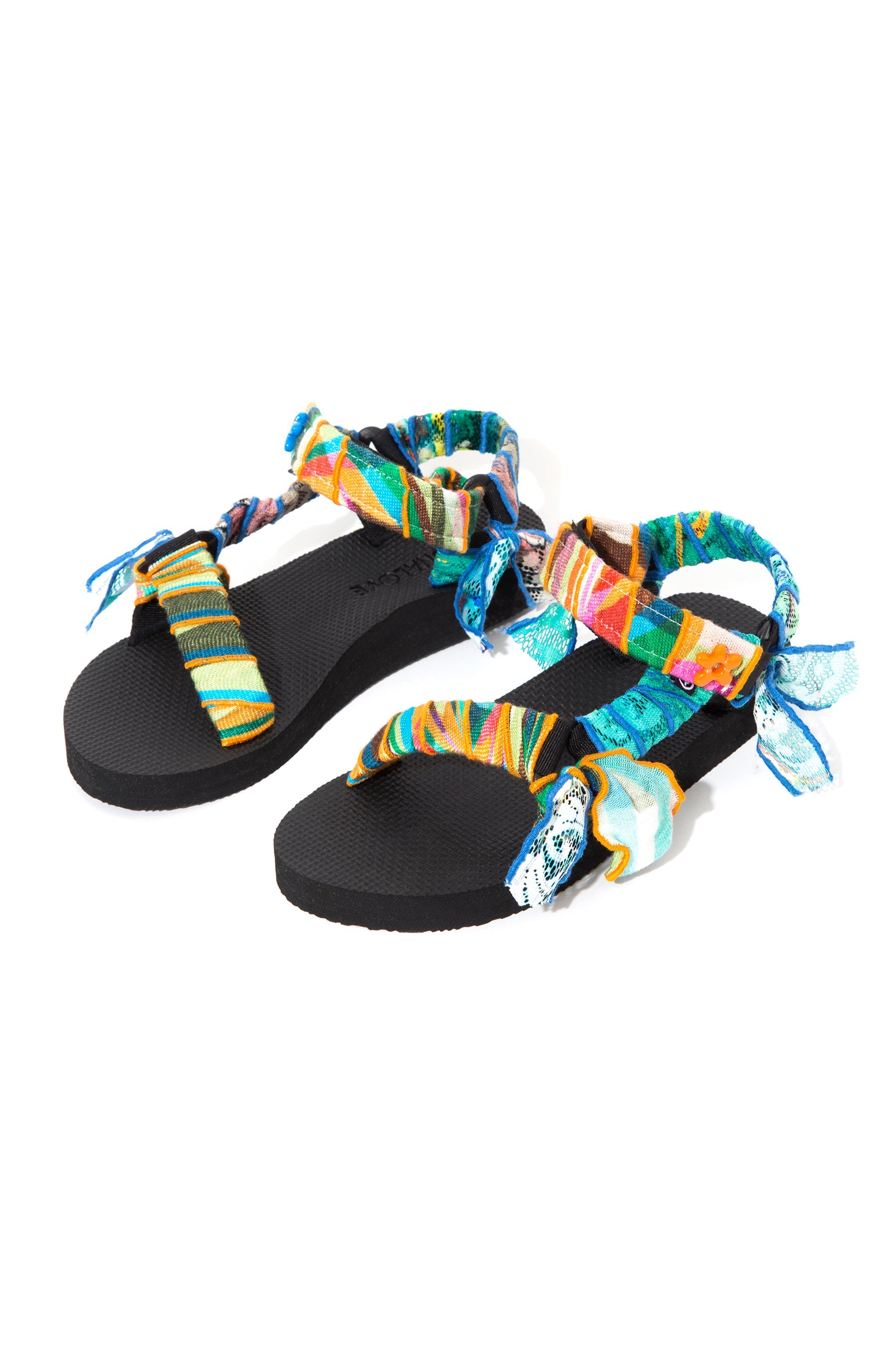 LILLY - Trekky kaleidoscope print trimmed sandals