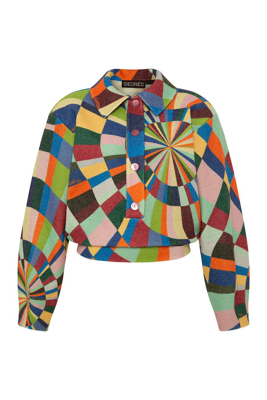 STELLA -  Kaleidoscope polo top with half button up