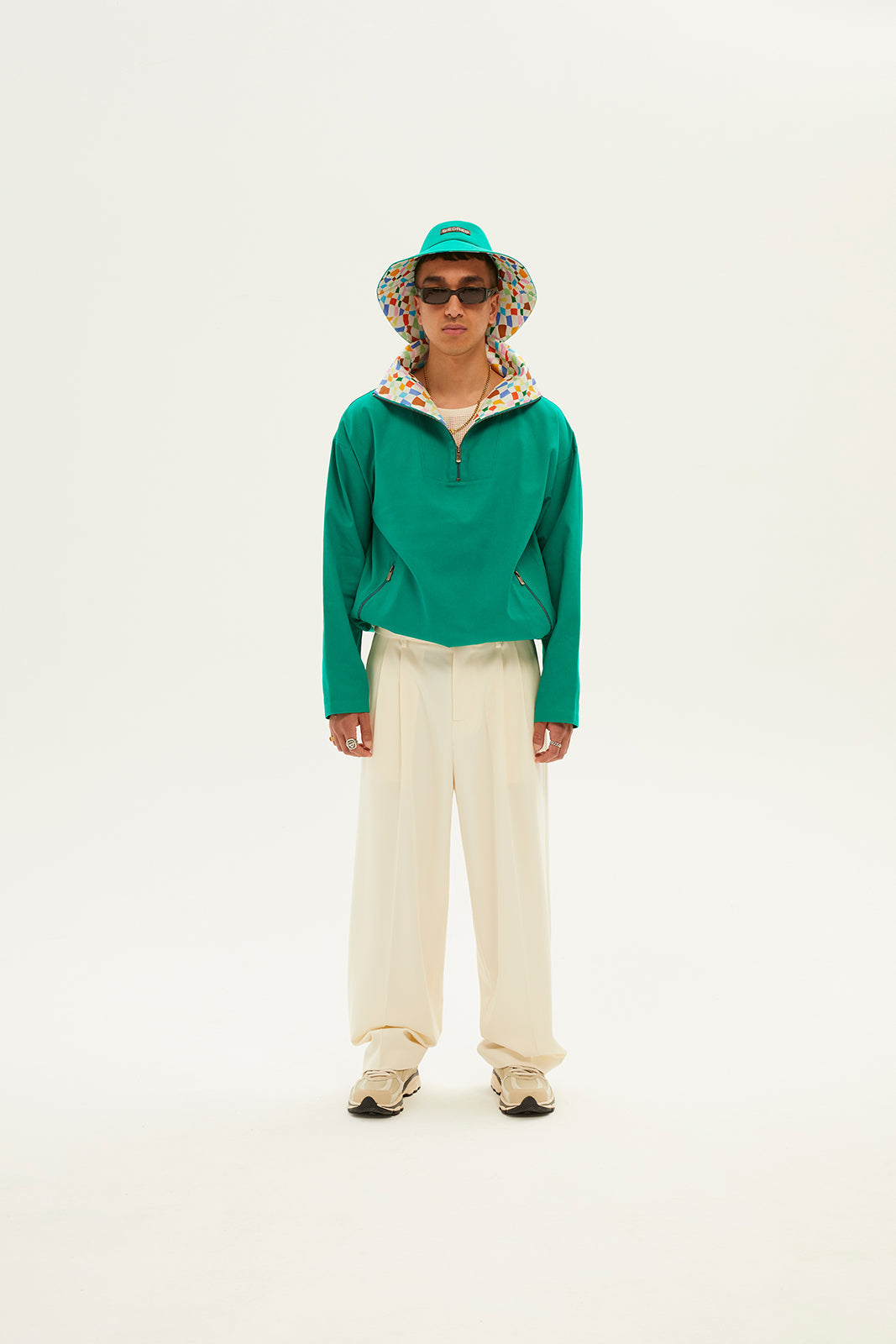 TYRON - Wide leg pleated trousers