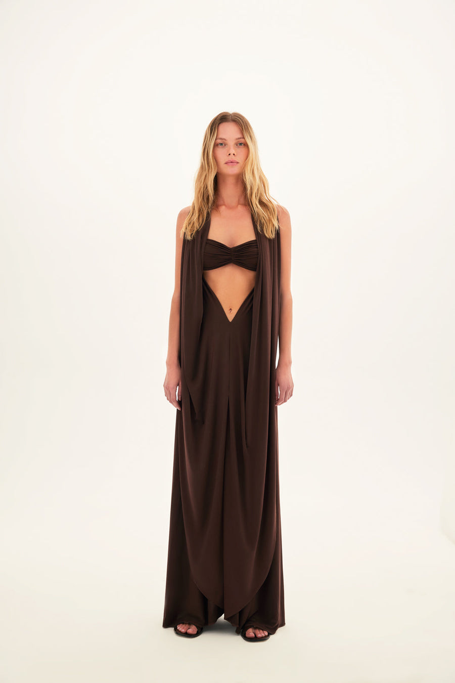 ERYA - Front cut-out cape detailed maxi dress