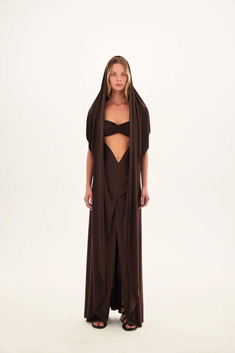 ERYA - Front cut-out cape detailed maxi dress