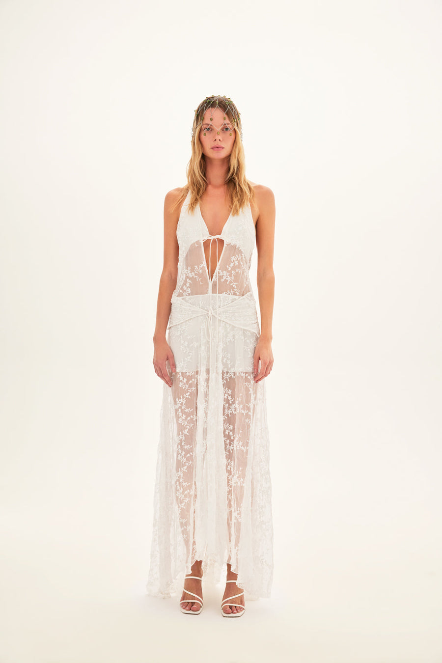 DERIN - Embroidered lace maxi dress