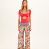 PATCH - Floral layered denim pants