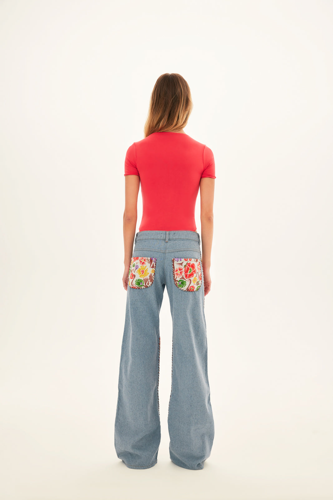 PATCH - Floral layered denim pants