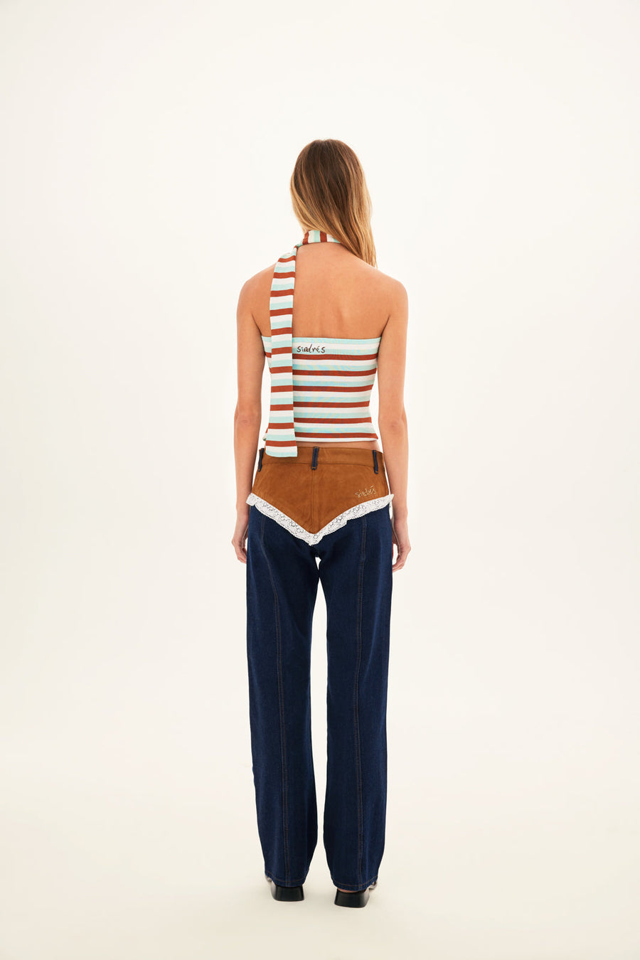 TIO - Striped strapless top with scarf