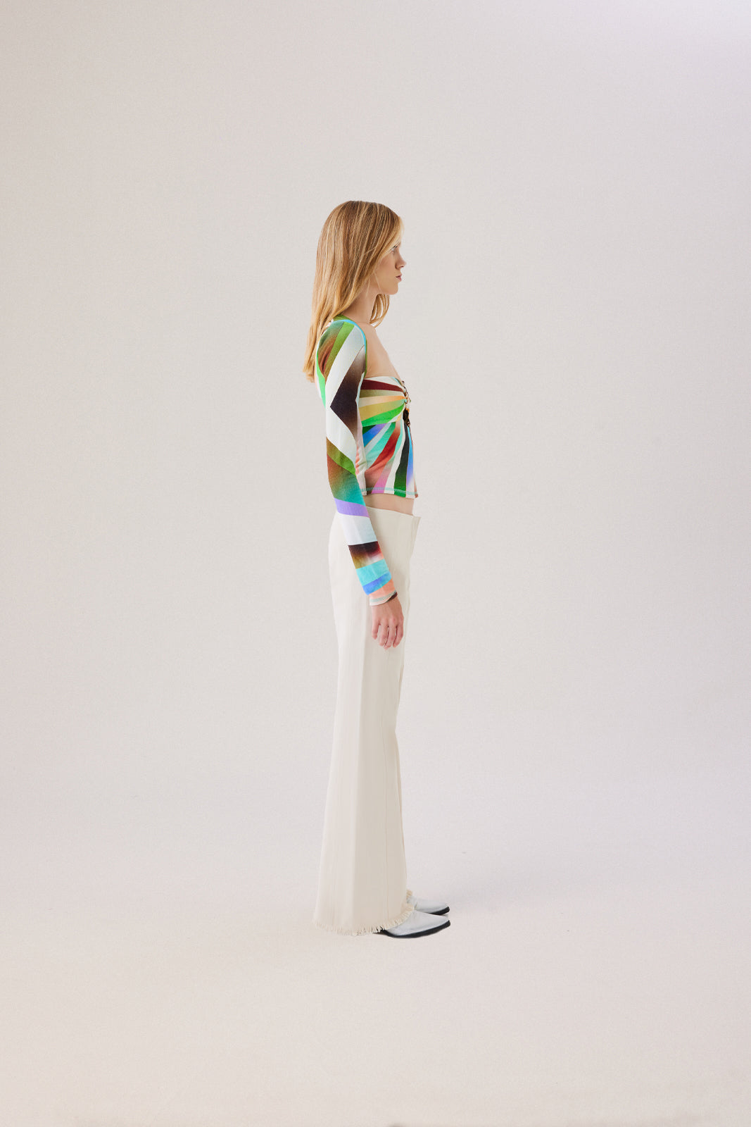 DIVY - Sun-ray printed knit top with knot