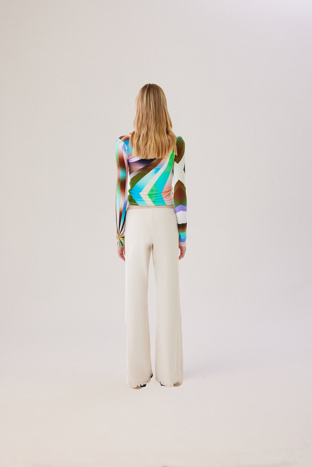 DIVY - Sun-ray printed knit top with knot