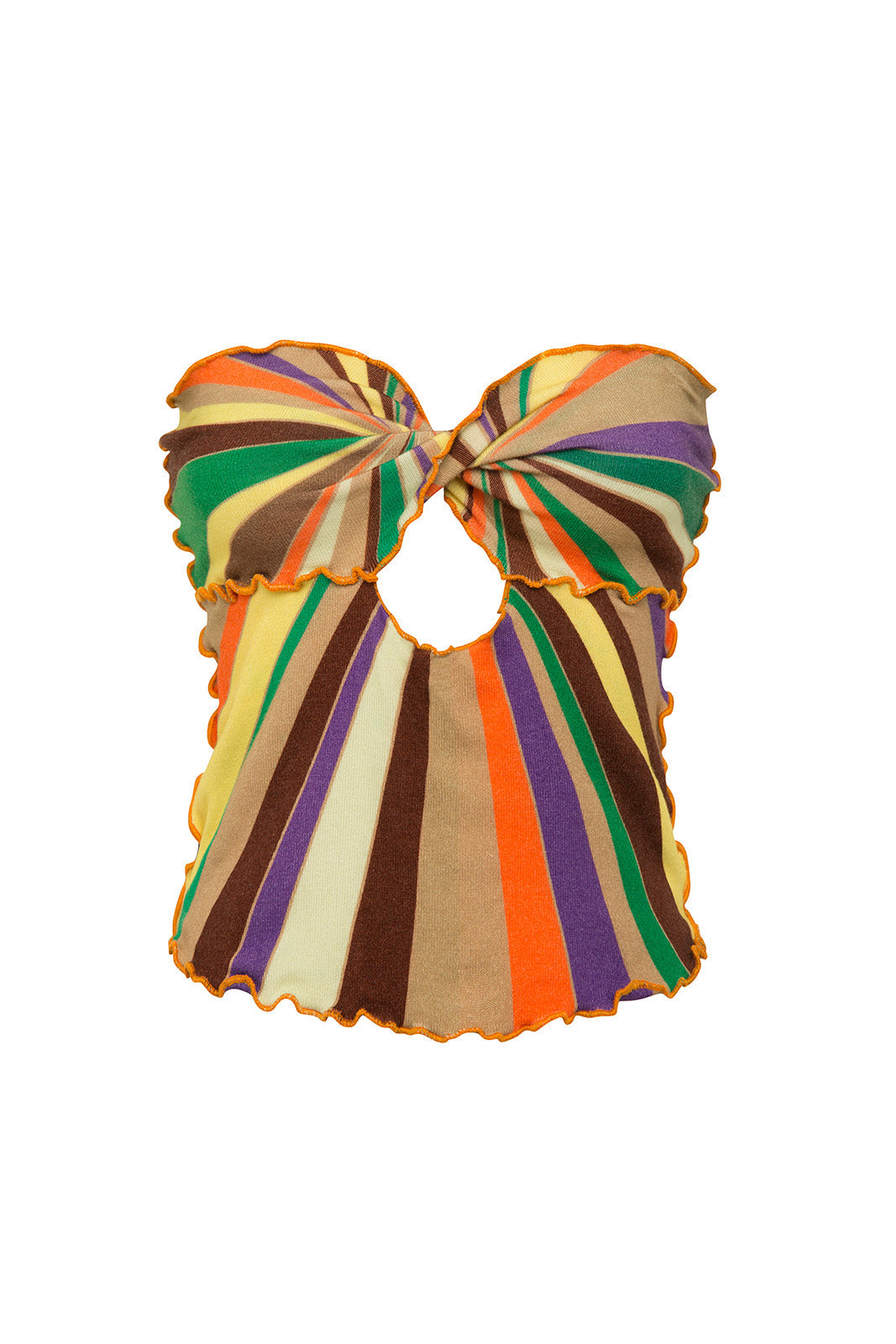 TESSA - Sun-ray printed strapless knit top with knot