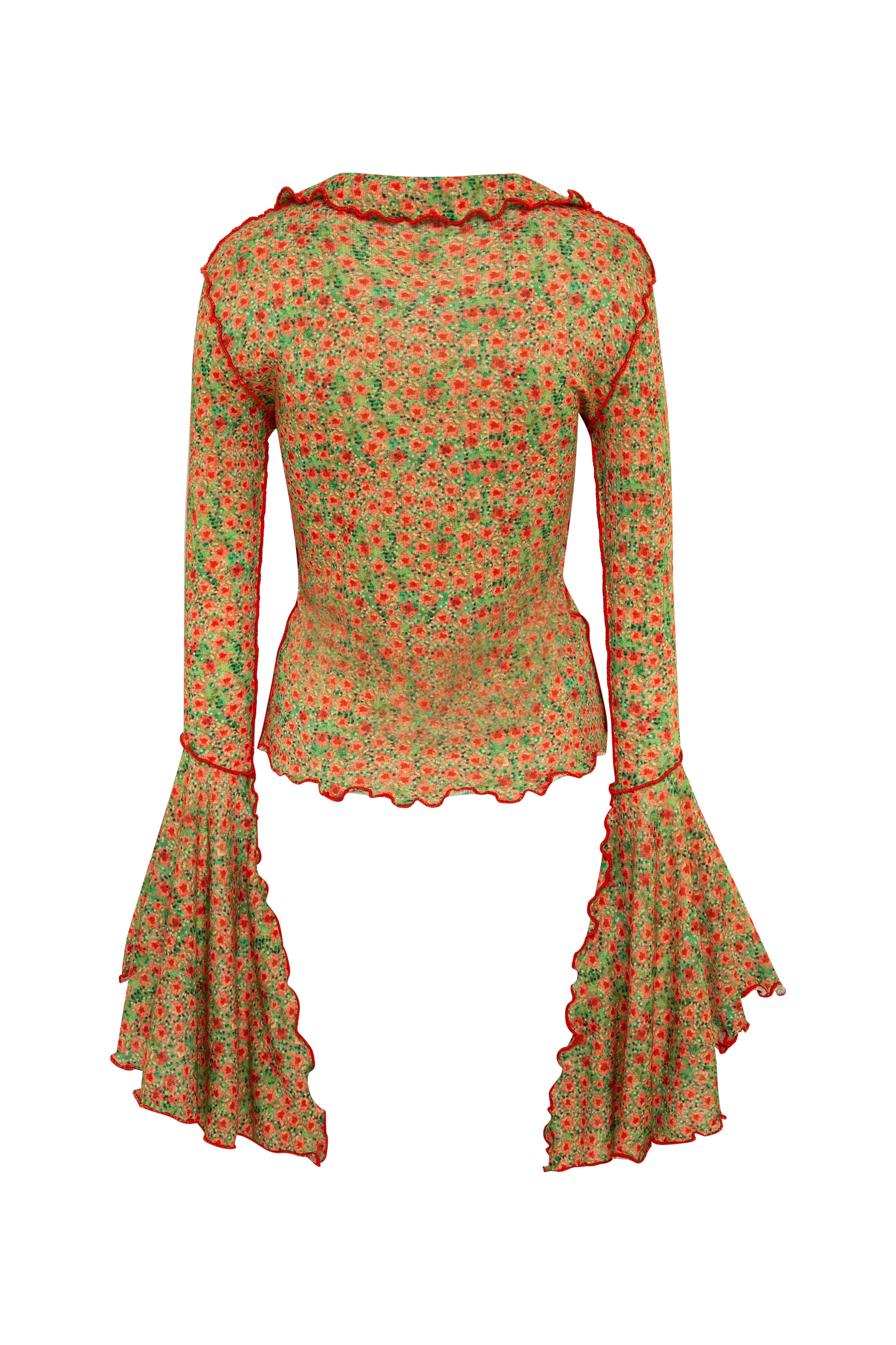 ZEE - Fluted sleeve tie-front knit shirt