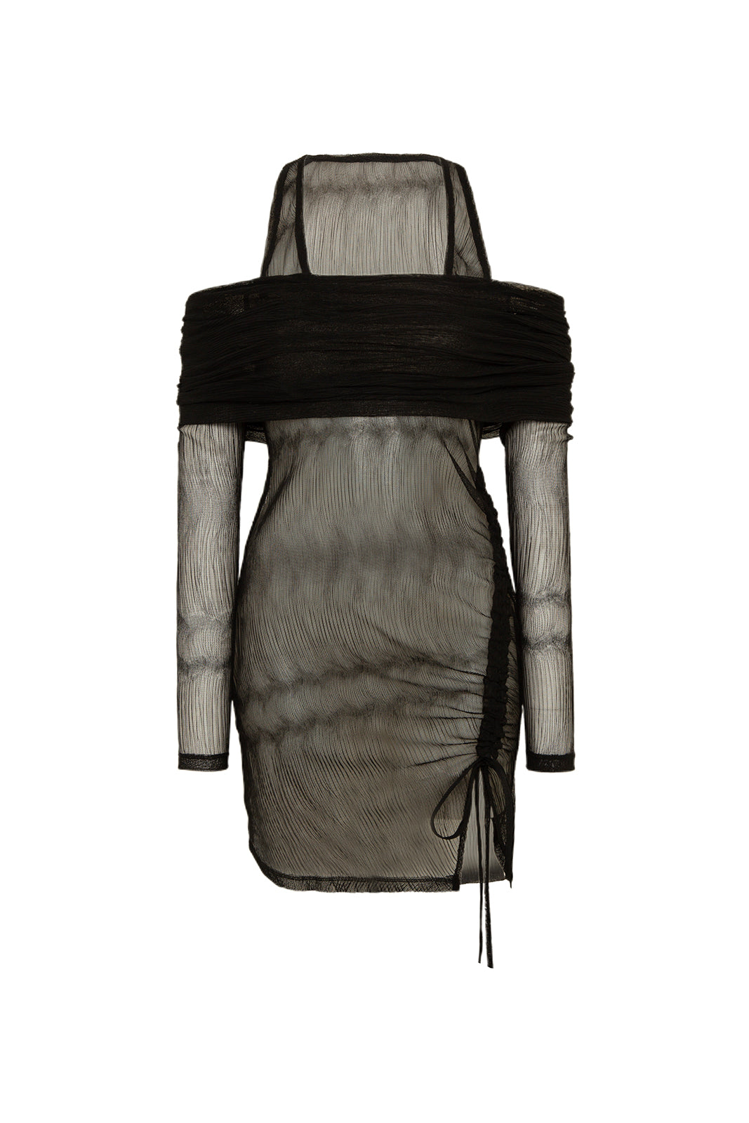 DINA - Side slit and tie detailed layered mini-dress