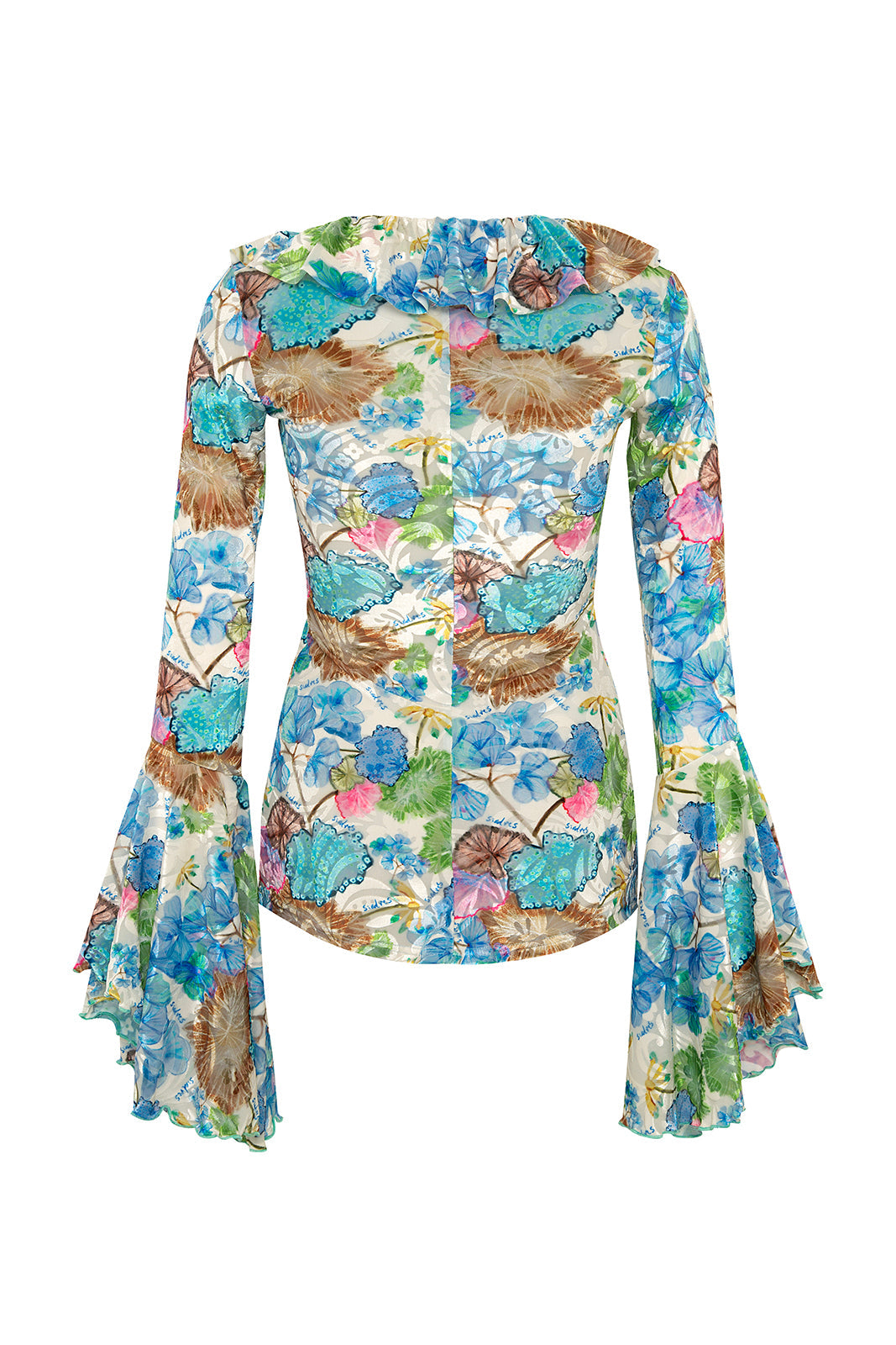 HAILEY - Fluted sleeve blouse with ruffle details