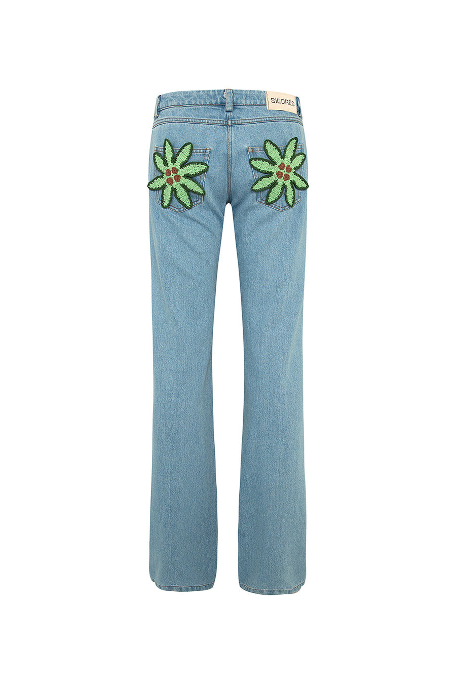 SUN - Flower crochet detailed straight-leg jeans
